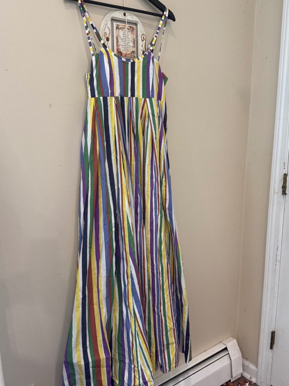 Anthropologie empire waist maxi dress featuring a multicolor striped pattern,